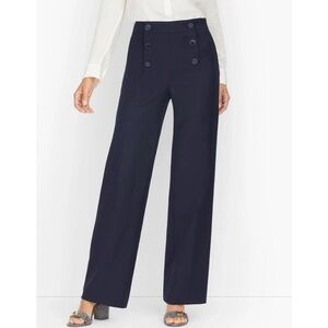 Talbots Dark Blue Wide-Leg Pants with Button Detail